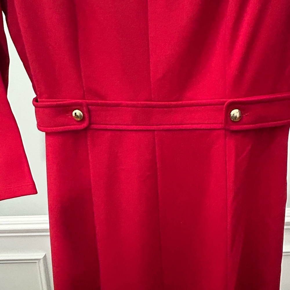 London Times Elegant Red Long Sleeve Dress - Picture 3 of 5